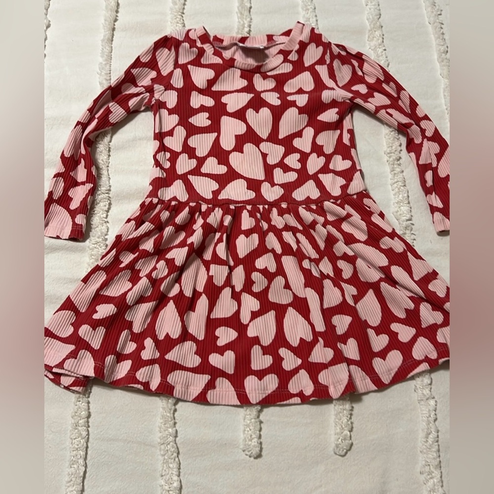 Mud Pie Heart Patterned Red and Pink Kids Dress